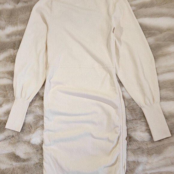 NBD Tanner 90s Minimal Bustier Cutout Ruched Sweater Mini Dress Ivory Small y2k - Picture 9 of 10